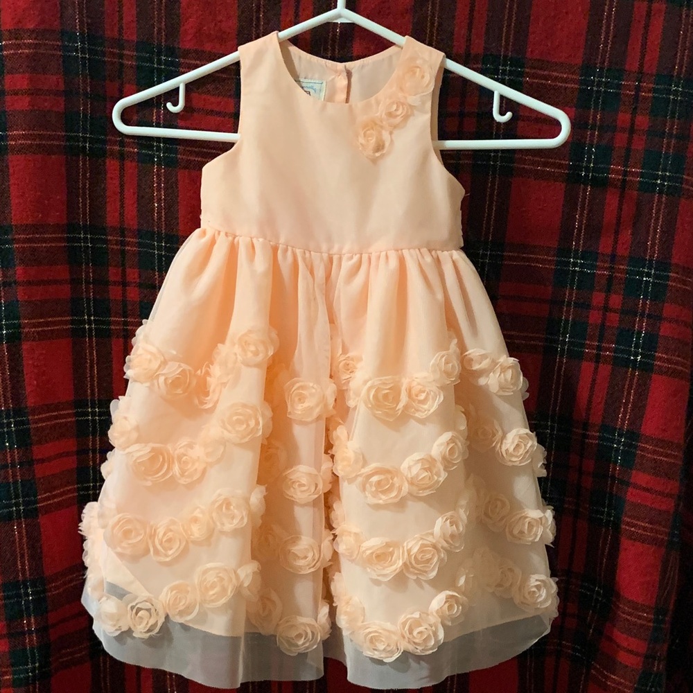 Peach Floral Kids Dress